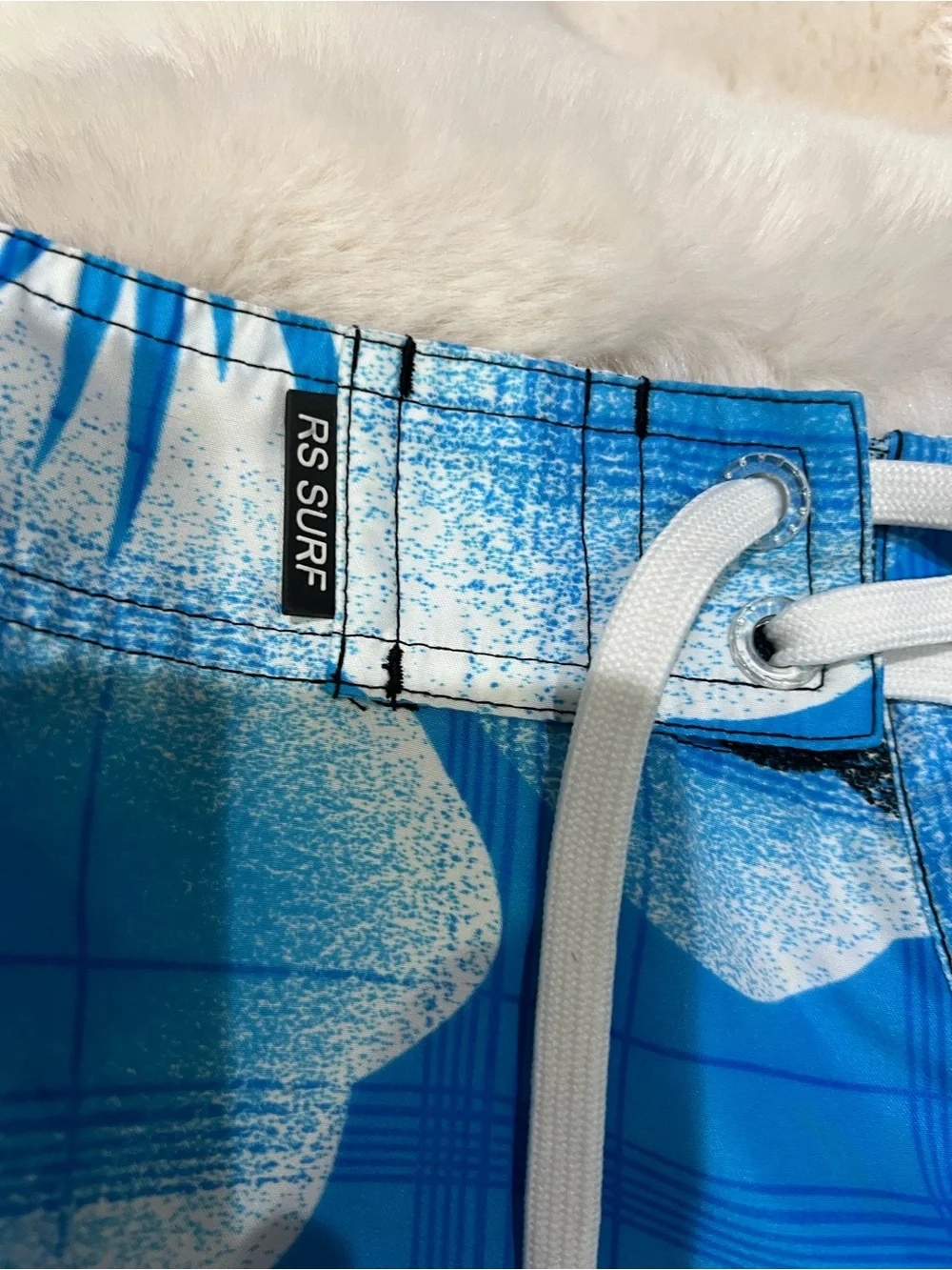 RSSURF Men's Blue Floral Board Shorts with Drawstring Waist